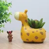 1pc söt giraffharts succulent växtpott dekorativa skrivbord blomma potten mini bonsai planter hem trädgård dekor y200709