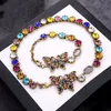 Designer de luxo jóias mulheres colar carta pingente colares com cor diamantes bronze retro pulseiras ouro correntes grossas fashio254q