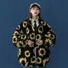 Women's Down & Parkas Sumflower Pattern Women Soft Jacket Winter Zipper Fleece Coat Outwear With Pockets Korean Fashion Oversized Warm J Luc