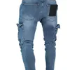 Sonbahar Bahar Erkek Yırtık Baskı Sokak Hip Hop Punk Streç bisiklet kot pantolon Düz denim sorunları 201111111