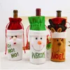 Decorações de Natal Garrafa de Vinho Conjunto Decoração Papai Noel Boneco de Neve Veado Capa Roupas Para Festa de Jantar de Ano1