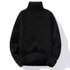 Winter Men Warm Turtleneck Sweaters Mens Slim Knitted High Neck Pullovers Autumn Male Solid Color Casual Knitwear 211221