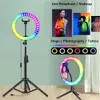 8INCH 10inch لRGB LED صورة شخصية حلقة ملء ضوء صور حلقة مصباح مع ترايبود للماكياج فيديو لايف