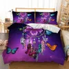 Butterfly Dream Catchers Bedbling Set Purple Däcke Cover med kuddfjädrar Twin Full Queen King Size Bedclothes 3st Home Textile LJ2684605