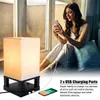 New Design 40W (Without Light Bulb) Table Lamp US Standard Black Four-Corner Base (Dual USB Interface) Warm Lighting Table Lamps