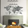 Adesivo in vinile con parole sulla mappa del mondo Oceani e continenti in decalcomanie della parete della casa spagnola Decorazioni per la casa fai-da-te per soggiorno 201106
