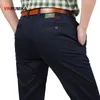 Summer men's business casual brand straight pants autumn middle aged man cotton black work Lightweight trousers khaki long pants 201128