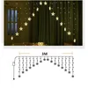16 LED 스타 커튼 스트링 조명 크리스마스 요정 조명 화환 LED 웨딩 홈 파티 생일 갈랜드 장식 EU 201203