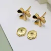 European Luxury Fashion Lucky Grass Gold Earrings for Women Platinum S925 Sterling Silver Sweet and Delicate UFO Earplugs Brand8443312