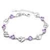 925 Sterling Sier Bracelet Double Purple Heart Bangle Bracelet