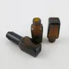 Ny design 10ml 1/3 oz Small Mini Amber Square E flytande oljeglas dropper provflaskor med guld silver svart lock