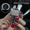 Chargeur de voiture double USB pour téléphone portable tablette GPS chargeur rapide cristal diamant 3 fil de ligne de données dans l'allume-cigare