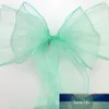 FORY PRIS 100PCS Högkvalitativ Mint Green Organza Stol Sashes Bow Cover Wedding Bankett Venue Dekoration