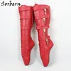 Sorbern Ballet Heelless Boots Knee High Lockable Straps No Heel Women Boot Haft Shaft Custom Wide Slim Fit Legs