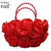 red beaded handbag