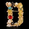 Alfinetes, broches Vintage Gem Pearl Rhinestone Letter Broche Alfinetes Alfabeto Inicial Para Mulheres Homens Roupas Da Moda Acessórios Gota