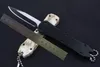 5 colors Middle push mini Key buckle autotf EDC pocket knife aluminum knives xmas gift knife 440C drop tanto D/E blade a2075