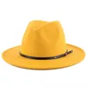 Sombrero Fedora de 19 colores para mujer, sombrero de lana de ala ancha para caballero, gorra de Iglesia de Jazz, sombreros de ala plana ancha, sombreros elegantes Trilby Panama M2921