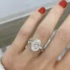 Luxo 100% 925 Sterling Prata Oval Cut 4ct Simulado Diamante Casamento Noivado Cocktail Mulheres Anéis Seis Cortando Jóias Fine Atacado