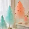 Decorações de Natal Mesh Yarn Mini Pink Tree Ano Gifts For Girls Ins Decoration Home Xmas Decor Party Festival Supplies1