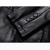 Leather Blazer Jacket For Men Fashion Loose Lapel Leather Suit Plus Size Black Blue1265Y