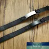 Kundenspezifische Herrenarmbänder 99% Schwarz Echtes Leder Armbänder Personalisierte Edelstahl ID Tag Männliche Freund Geschenke