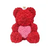Hot 40cm Artificial Rosa Coração Teddy Bear Handmade Urso de Roses para Mulheres Dia dos Namorados Casamento BithaDay Presente Drop Shipping 201222