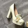 Clássico couro designer mulher sapatos sexy bar banquete princesa casamento senhora super grosso sapato de salto alto 10 cm fivela de metal 100% couro preto ouro saltos altos tamanho 35-41