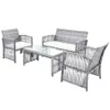 US STOCK GO 4 Pieces Outdoor Furniture Rattan Chair & Table Patio Set Outdoor Sofa for Garden Backyard Porch and Poolside a57 a38 a07