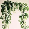 2M Wisteria Artificial Flower Vine Wreath Wedding Arch Decoration Plant Leaf Rattan Trailing Fake Flowers Ivy Wall Decor Garland