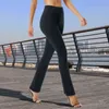 Moda damska Solidna bawełna Spandex Cut Cut High Paisted Flare Spodnie Workout Casual Spodnie Wygodne Flarowane Legginsy S-XL 211221