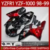 OEM Łamyki dla Yamaha YZF-R1 YZF1000 YZF R 1 1000 CC YZFR1 98 99 00 01 Nadwozie 82NO.97 YZF R1 1000CC 1998 1999 2000 2001 YZF-1000 98-01 Motocykl Red Flames Kit Body