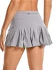 LU-07 tenniskjolar veckade yogakläder kjol gymkläder kvinnor löpning fitness golf underkläder byxor yoga Shorts sport kort rygg midjeficka dragkedja