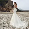 Abiti da sposa a sirena in pizzo a maniche lunghe su misura Vestido De Novia Abiti da sposa eleganti sexy aperti sul retro Robe Mariee