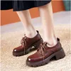 Women brown single shoes 2022 new top layer cowhide leather shoe foam bottom loafers