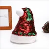 Christmas Sequin Plush Hats Xams Luminous Santa Beanie Adult Sequins Christmas Hat Party Supplies Indoor Christmas Decoration LSK1479