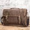 Briefcases CONTACT'S Business Men Laptop Bag For 14 Inch Crazy Horse Leather Briefcase Male Shoulder Messenger Bags Tote Handbag1