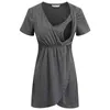 Solidna sukienka ciążowa Krótki rękaw Sukienka Kobiety Mini Mini Dress Letnia Ciężarna Dorywczo Nieregularne Sukienka Codziennie Noszenie G220309