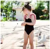 Familie Matching Outfits One-Pieces Zomer Ouder-Kind Badmode Moeder Dochter Bodysuit Badpak Meisjes Solid Color Petal Beach Biki M3981