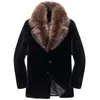Męska kurtka zimowa Real Shearling Shearling Fur Coat Mężczyźni Ubrania 2021 Kołnierz Raccoon Ciepłe Kurtki Plus Rozmiar DXL1642 My17081