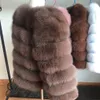 50cm New Women Warm Real Fox Fur Coat Short Winter Fur Jacket Outerwear Natural Blue Fox Fur Coats for Women Hot Promotion 201006