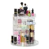 Ny 360-graders roterande låda Makeup Storage Box Brush Holder Jewelry Organizer Case Transparent Akryl Cosmetic Organizer Box T200115