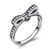Retro Diamante S925 Silber Ring Schlichtes Design Schleife Braut Hochzeit Verlobungsringe für Frauen Schmuck