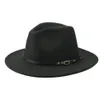 Men's Fedora Hat For Gentleman Woolen Wide Brim Jazz Church Cap Band Wide Flat Brim Jazz Hats Stylish Trilby Panama Caps FD19061