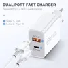 Caricabatterie USB DUAL PORTS 18W Charger Quick Charger PD 3.0 Ricarica rapida Caricatore domestico Adattatore Adattatore Tipo C Ricarica rapida per iPhone 12 XS Samsung Xiaomi