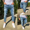 Schowli Cropped Spodnie Męskie Nowy Zniszczony Ripped Biker Jeans Casual Slim Fit Skinny Ołówek Spodnie Designer Denim Spodnie 201111