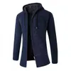 FALIZA hiver hommes chandails manteau chaud épais laine Cardigan Long solide à capuche fermeture éclair tricoté vestes mâle décontracté tricots XY112 211221