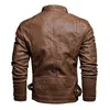 Men Winter Warm Motorcycle Vintage Leather Jacket Coat Male Outfit Fashion Biker Zipper Pocket Design PU Leather Jacket Man 201104