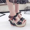 Mulheres verão cunhas sandálias plataforma feminina bowknot torta de tornozelo boêmia meninas sapatos sapatos de pé de pé de pé de pé de salto alto