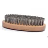 Natural Boar Hair Bristle Beard Mustasch Brush Rakburk Män Ansiktsmassage Rund Trähandtag Handgjorda Skägg Borstar RRB14301